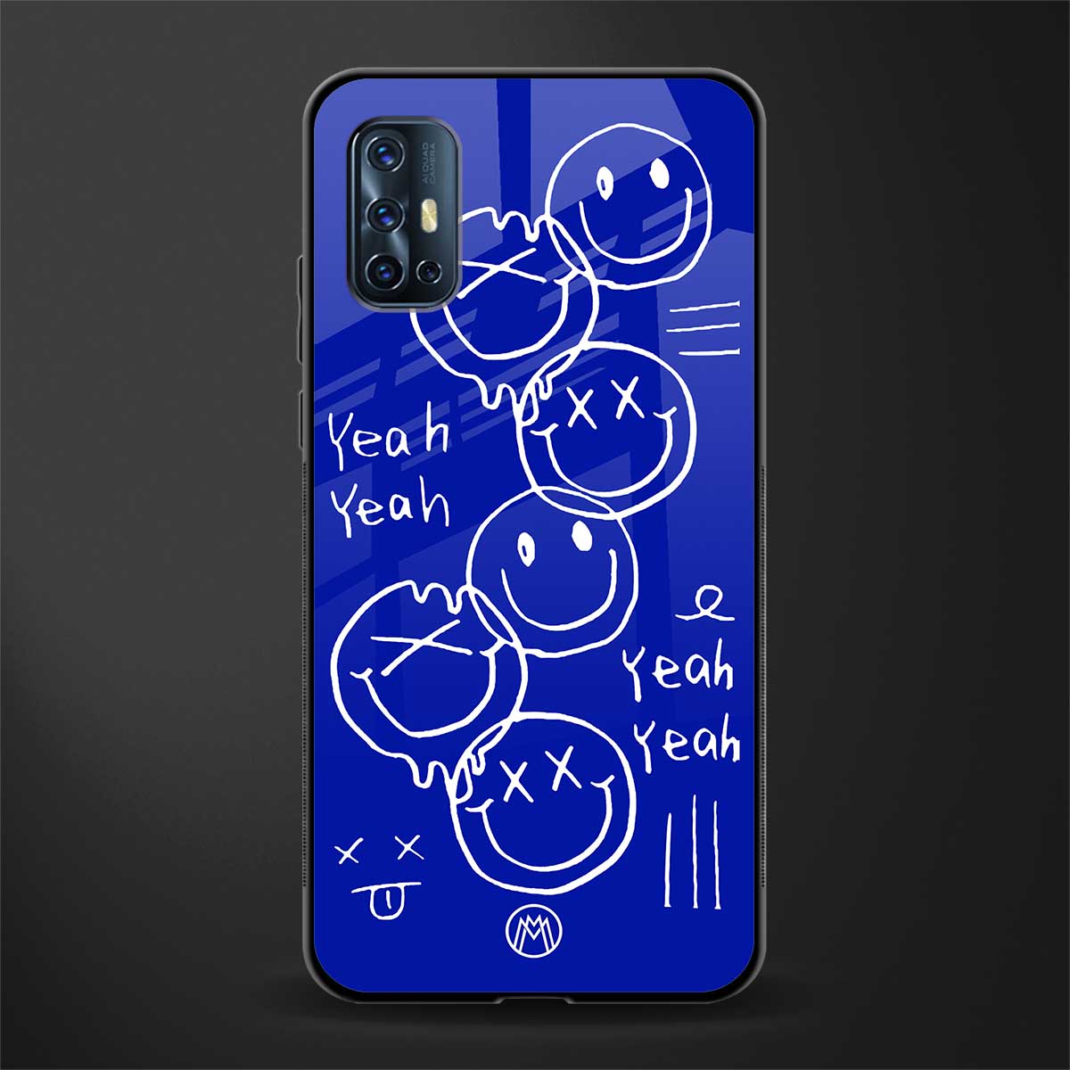 sassy smiley faces glass case for vivo v17 image