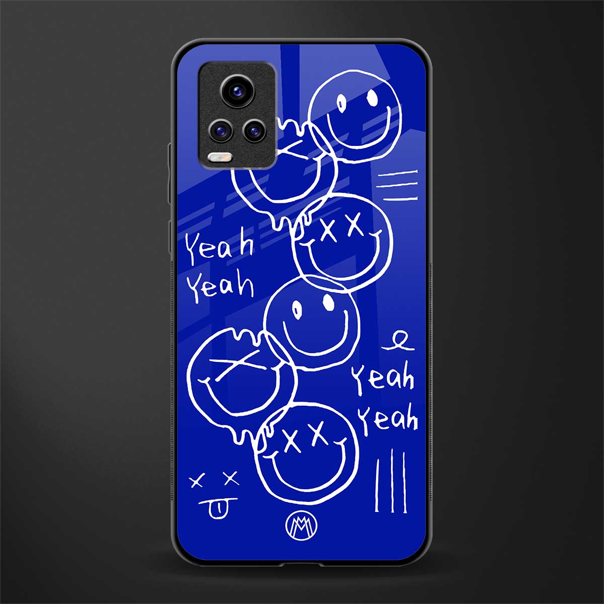 sassy smiley faces glass case for vivo v20 image