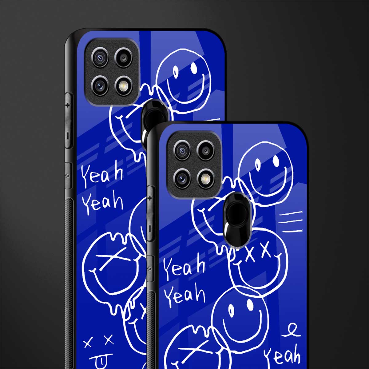 sassy smiley faces glass case for oppo a15s image-2