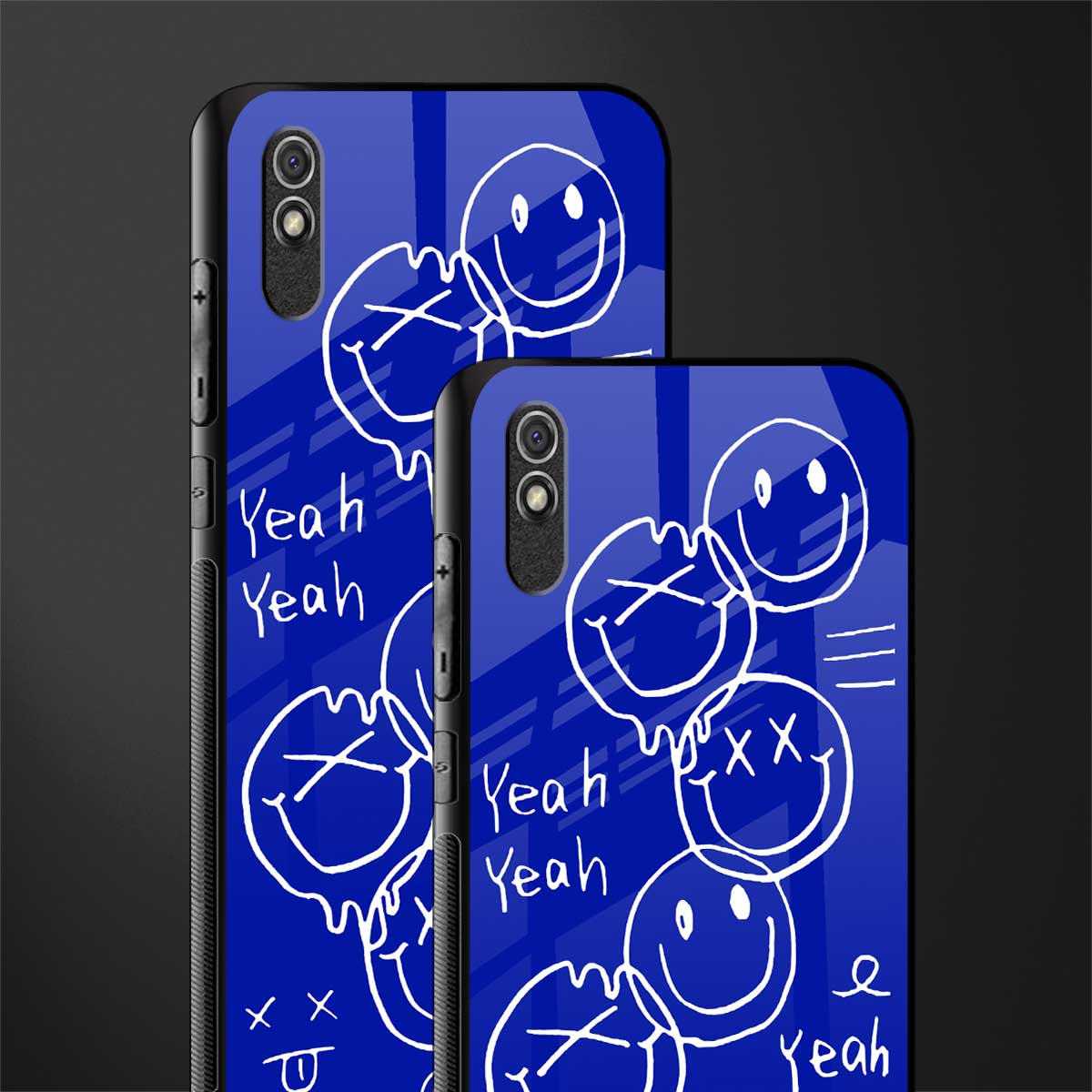 sassy smiley faces glass case for redmi 9i image-2