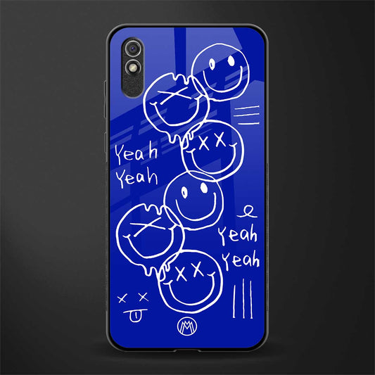 sassy smiley faces glass case for redmi 9i image