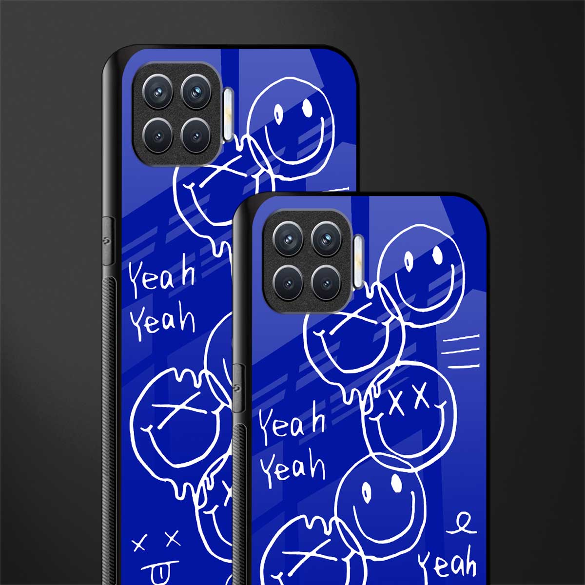 sassy smiley faces glass case for oppo f17 pro image-2