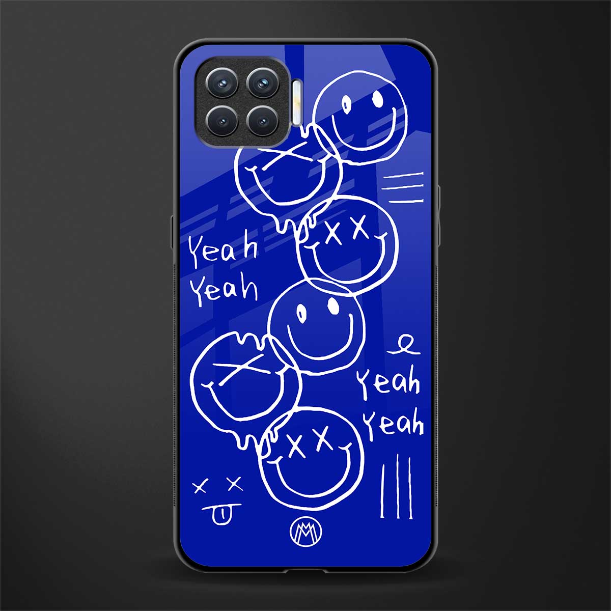 sassy smiley faces glass case for oppo f17 image