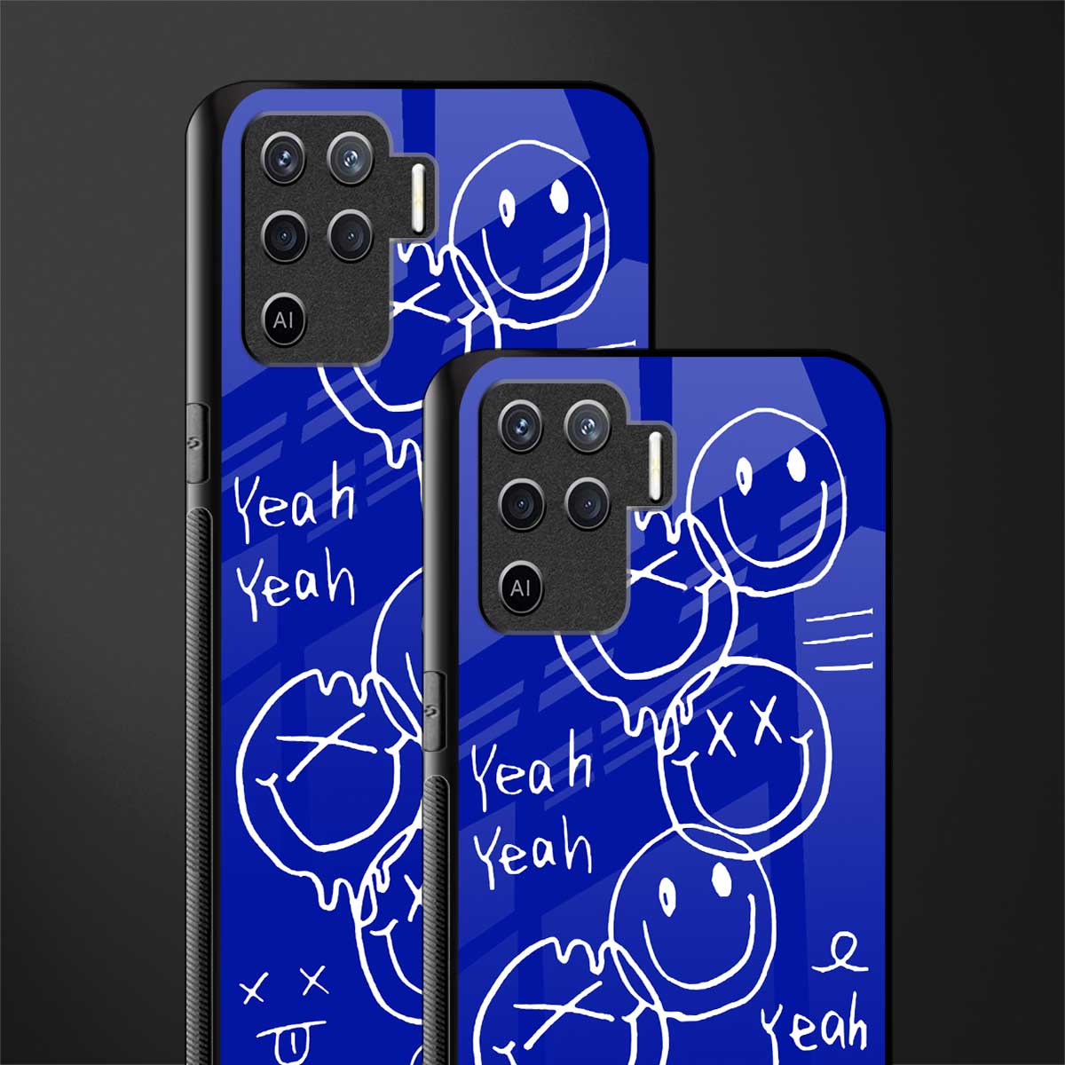 sassy smiley faces glass case for oppo f19 pro image-2