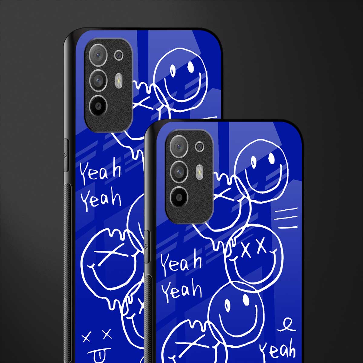sassy smiley faces glass case for oppo f19 pro plus image-2