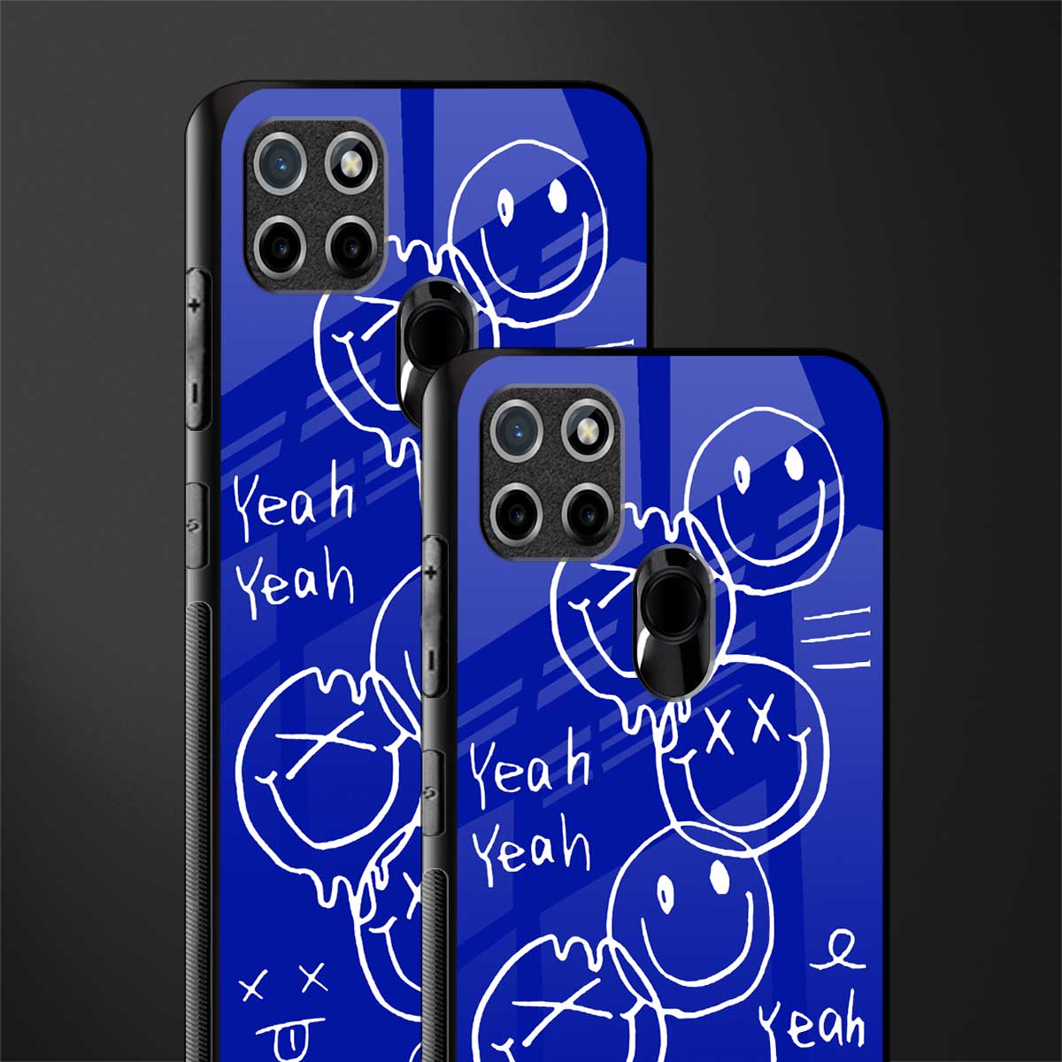 sassy smiley faces glass case for realme c21 image-2