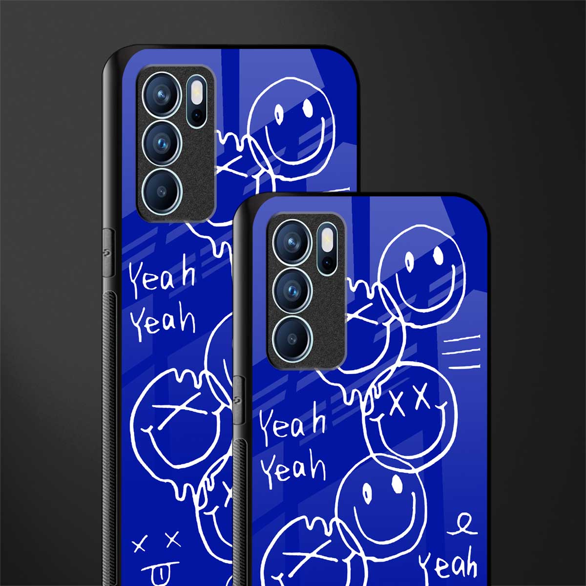 sassy smiley faces glass case for oppo reno6 pro 5g image-2