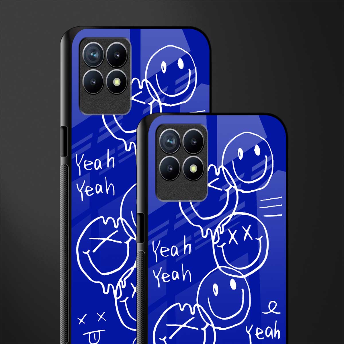 sassy smiley faces glass case for realme 8i image-2