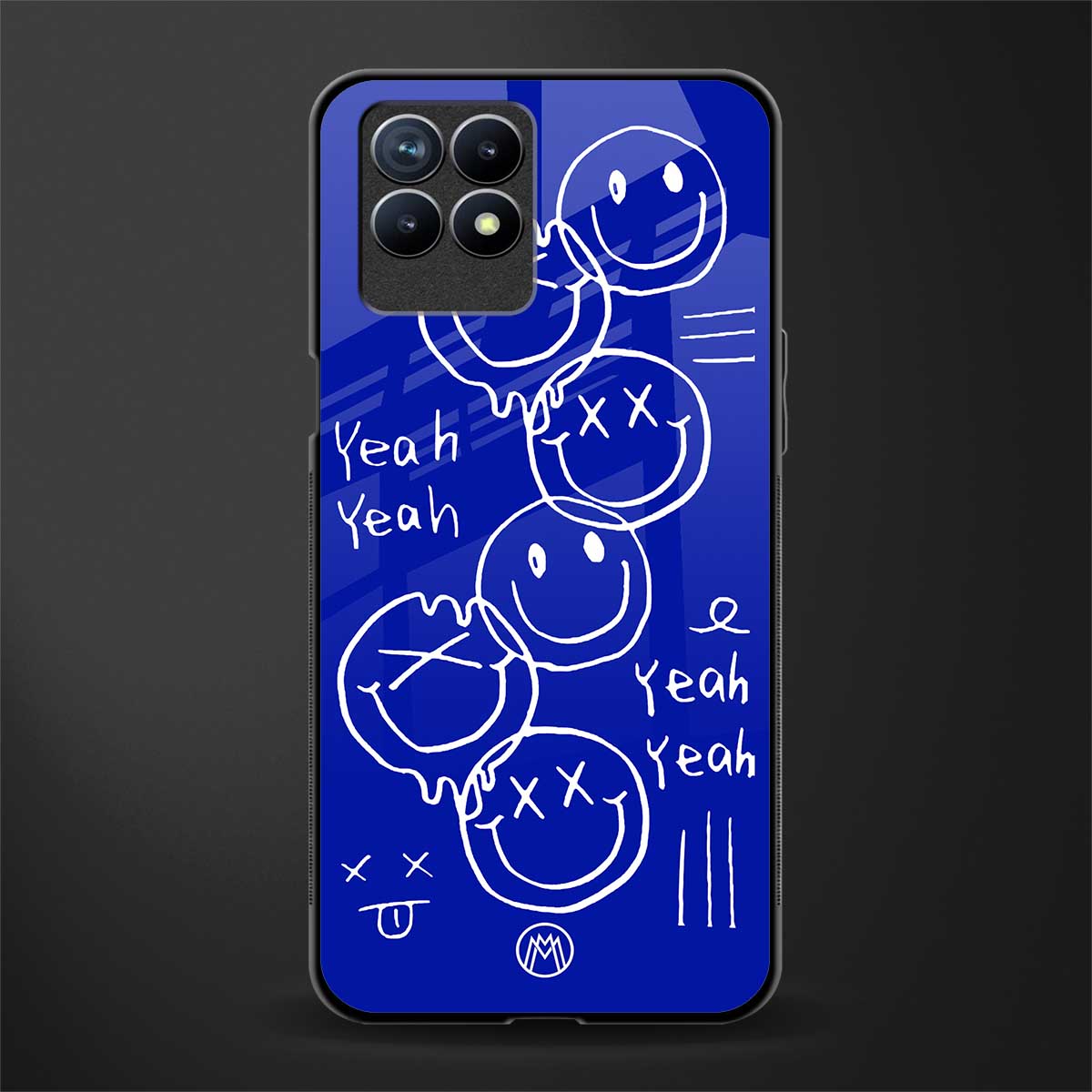 sassy smiley faces glass case for realme 8i image