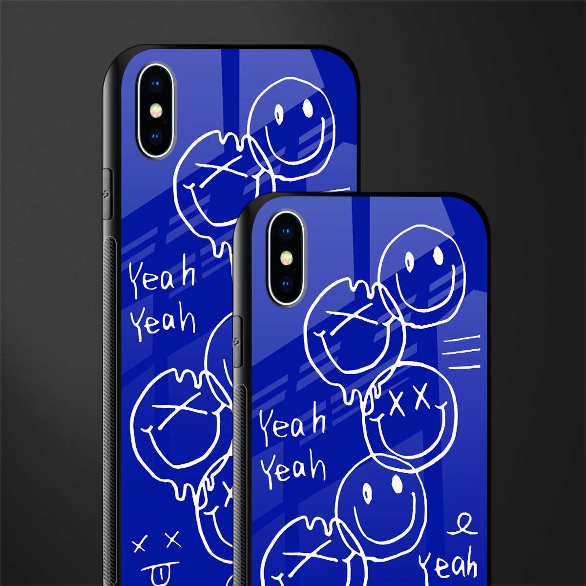 sassy smiley faces glass case for iphone xs max image-2