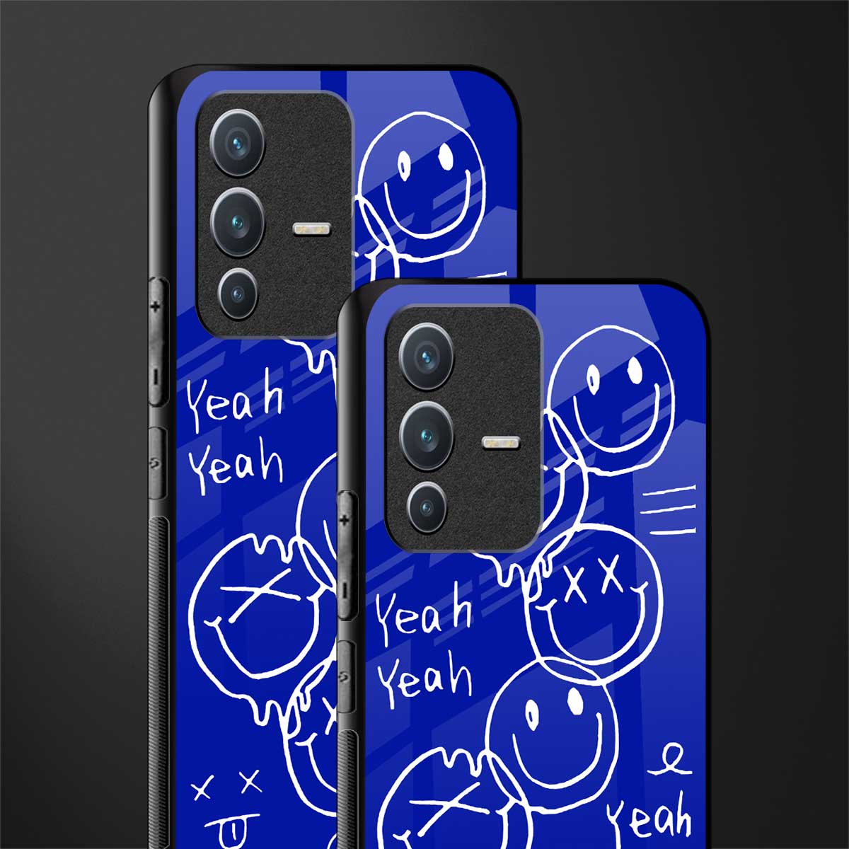 sassy smiley faces glass case for vivo v23 5g image-2