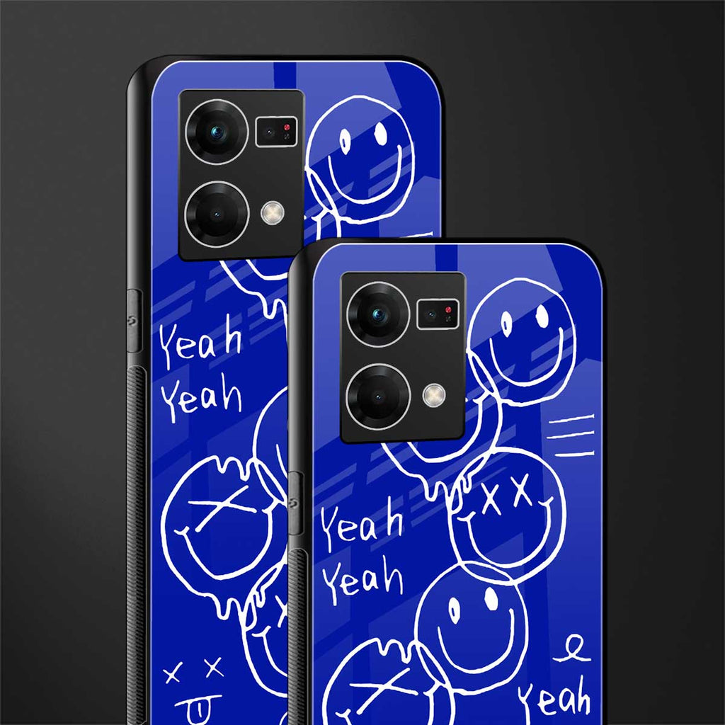 sassy smiley faces back phone cover | glass case for oppo f21 pro 4g
