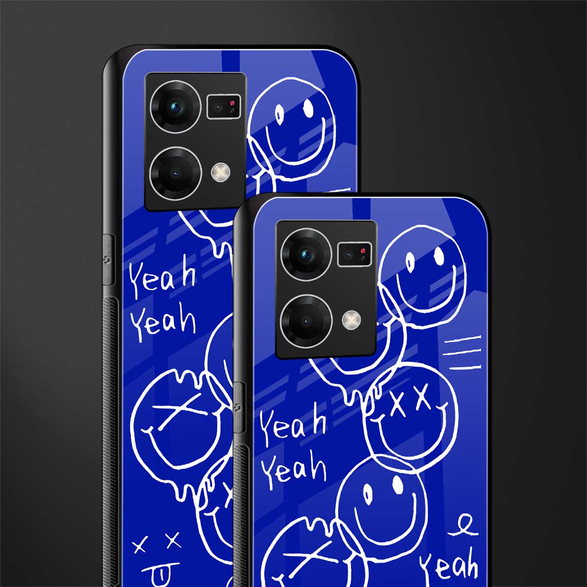 sassy smiley faces back phone cover | glass case for oppo f21 pro 4g