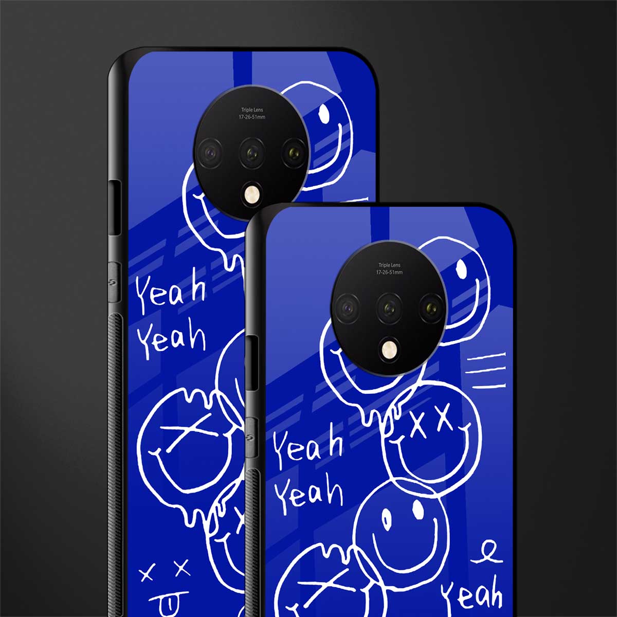 sassy smiley faces glass case for oneplus 7t image-2