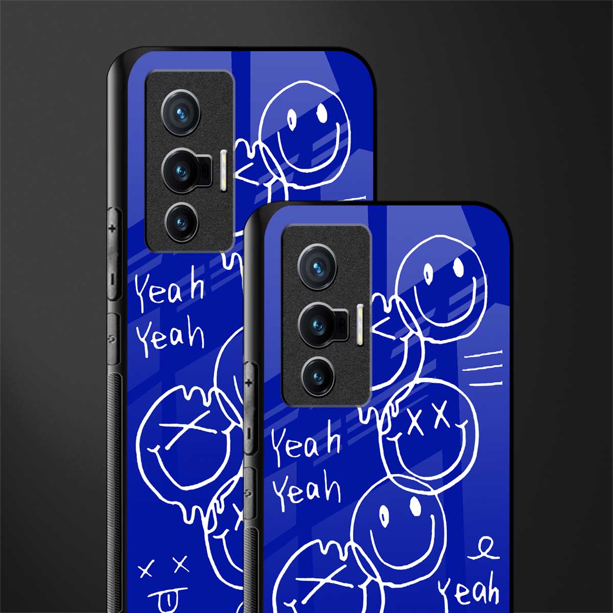 sassy smiley faces glass case for vivo x70 image-2