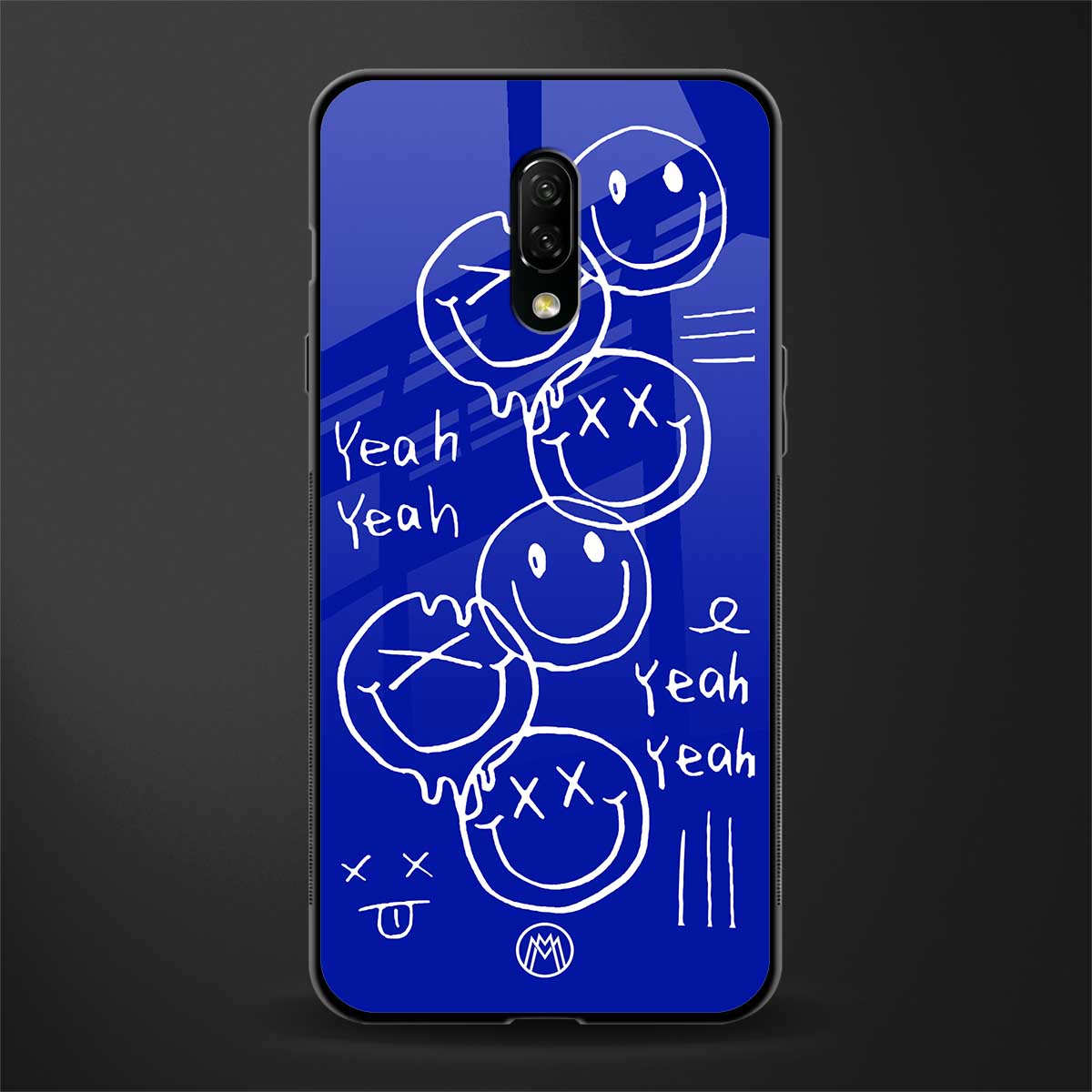 sassy smiley faces glass case for oneplus 7 image