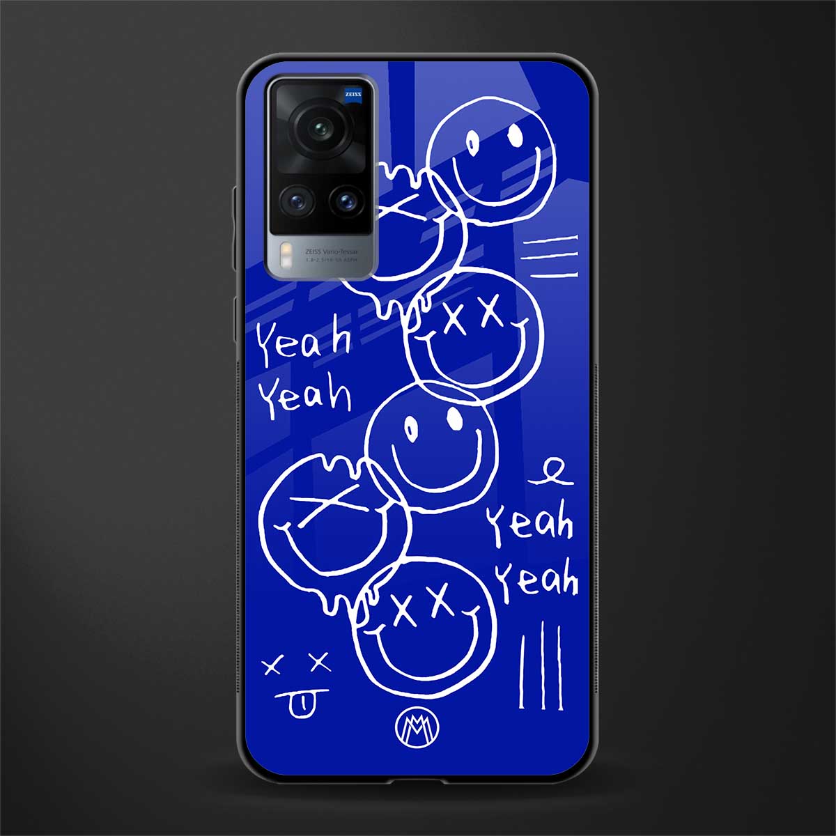 sassy smiley faces glass case for vivo x60 image