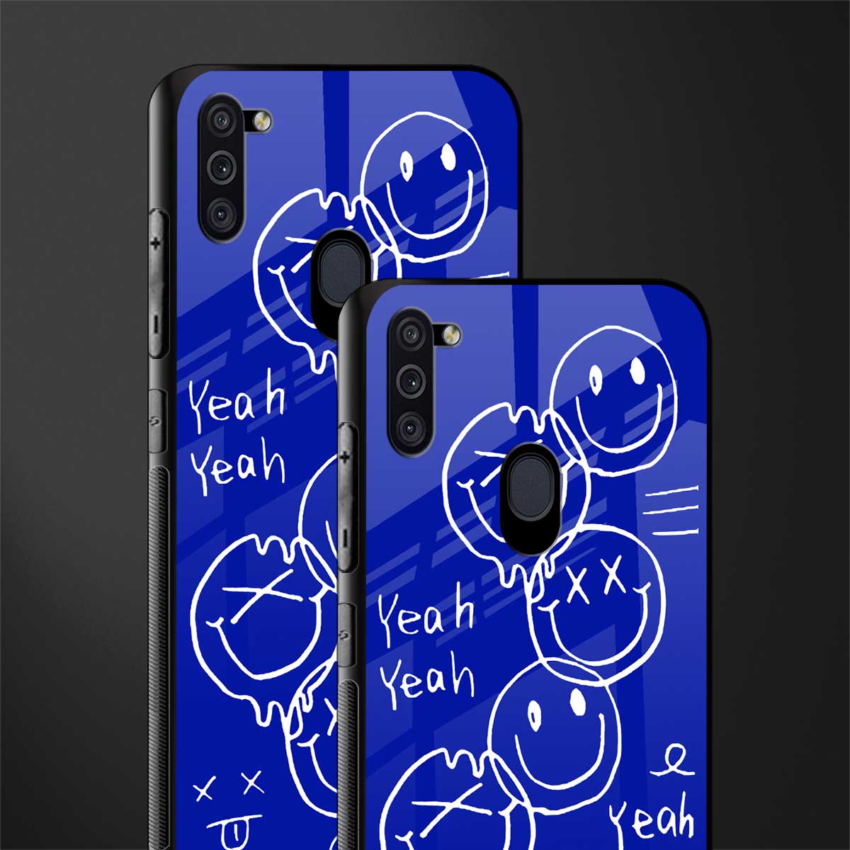 sassy smiley faces glass case for samsung galaxy m11 image-2