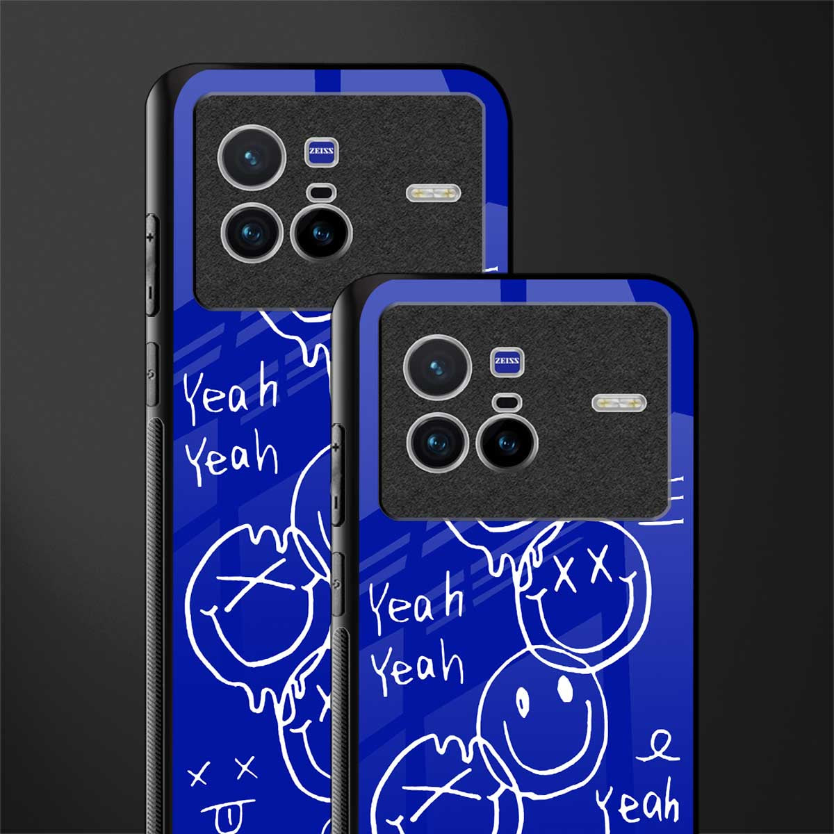 sassy smiley faces glass case for vivo x80 image-2