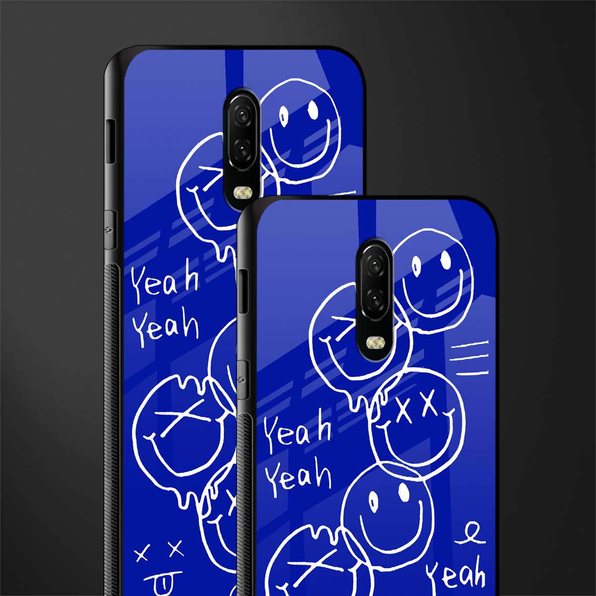 sassy smiley faces glass case for oneplus 6t image-2