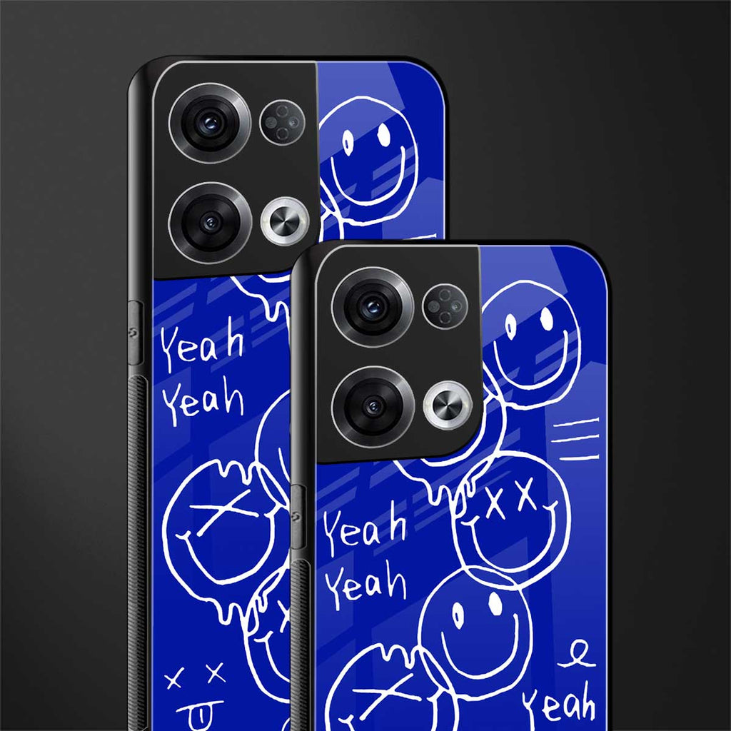 sassy smiley faces back phone cover | glass case for oppo reno 8