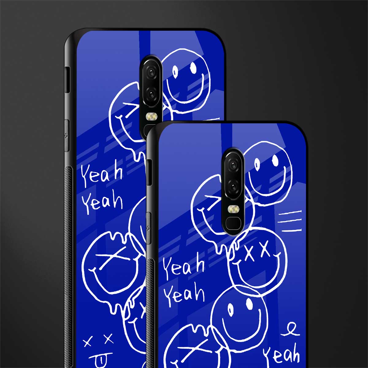 sassy smiley faces glass case for oneplus 6 image-2