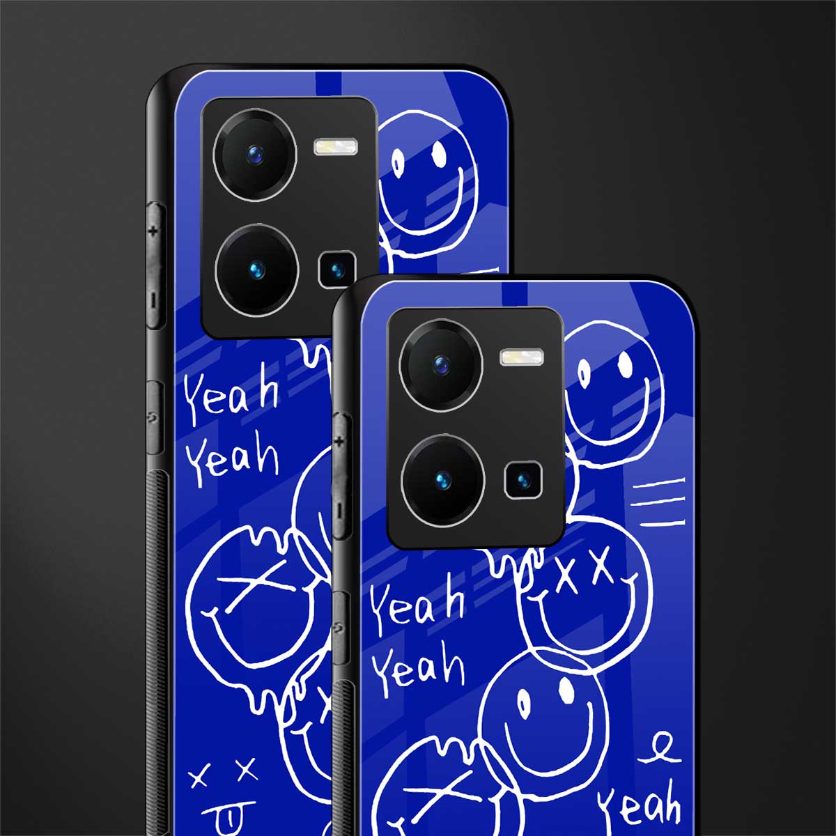 sassy smiley faces back phone cover | glass case for vivo y35 4g