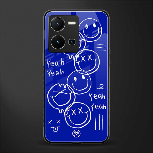 sassy smiley faces back phone cover | glass case for vivo y35 4g