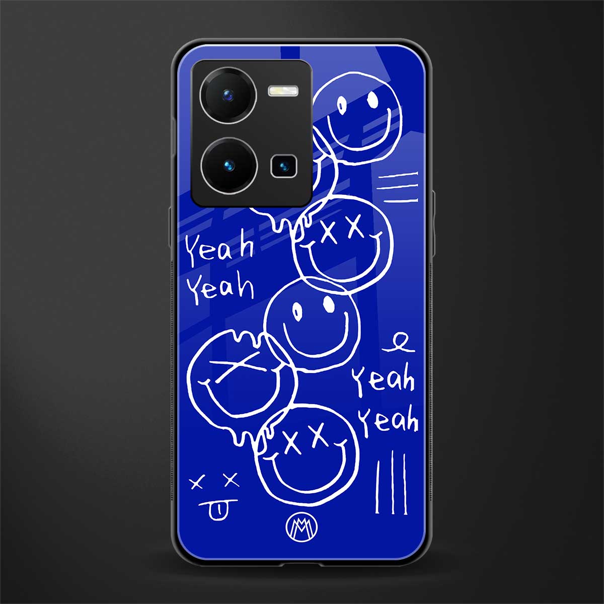 sassy smiley faces back phone cover | glass case for vivo y35 4g