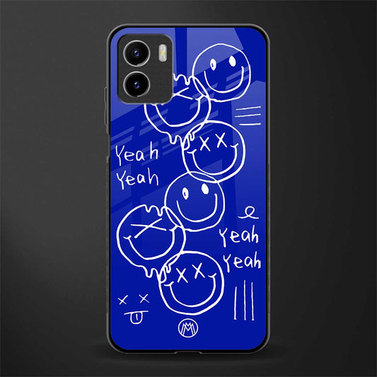 sassy smiley faces back phone cover | glass case for vivo y15c
