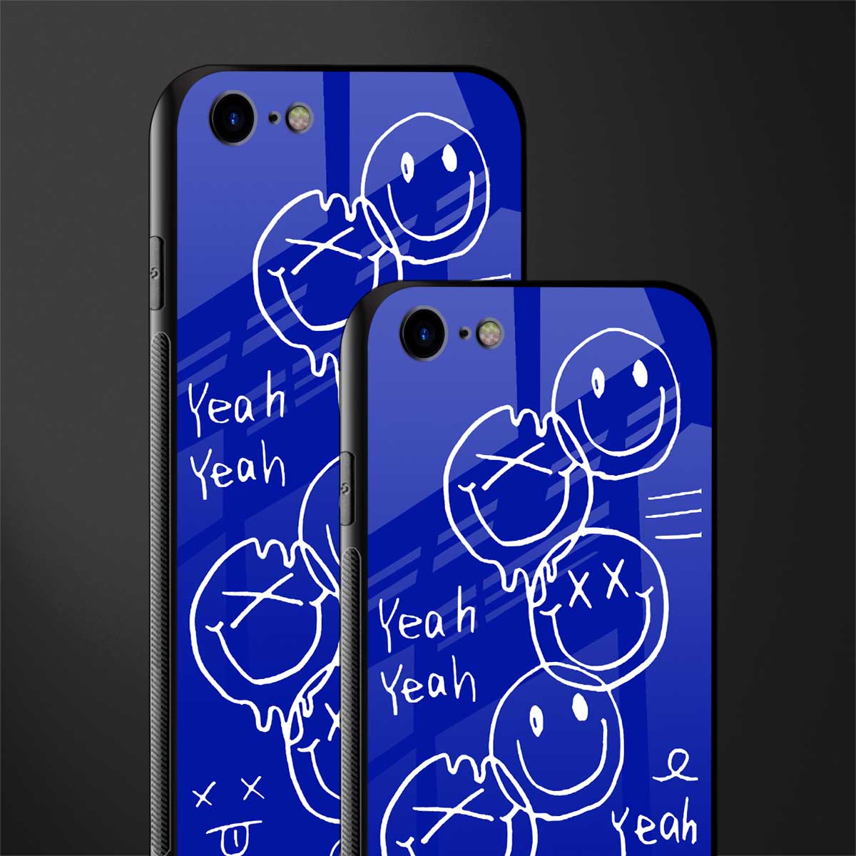 sassy smiley faces glass case for iphone 8 image-2