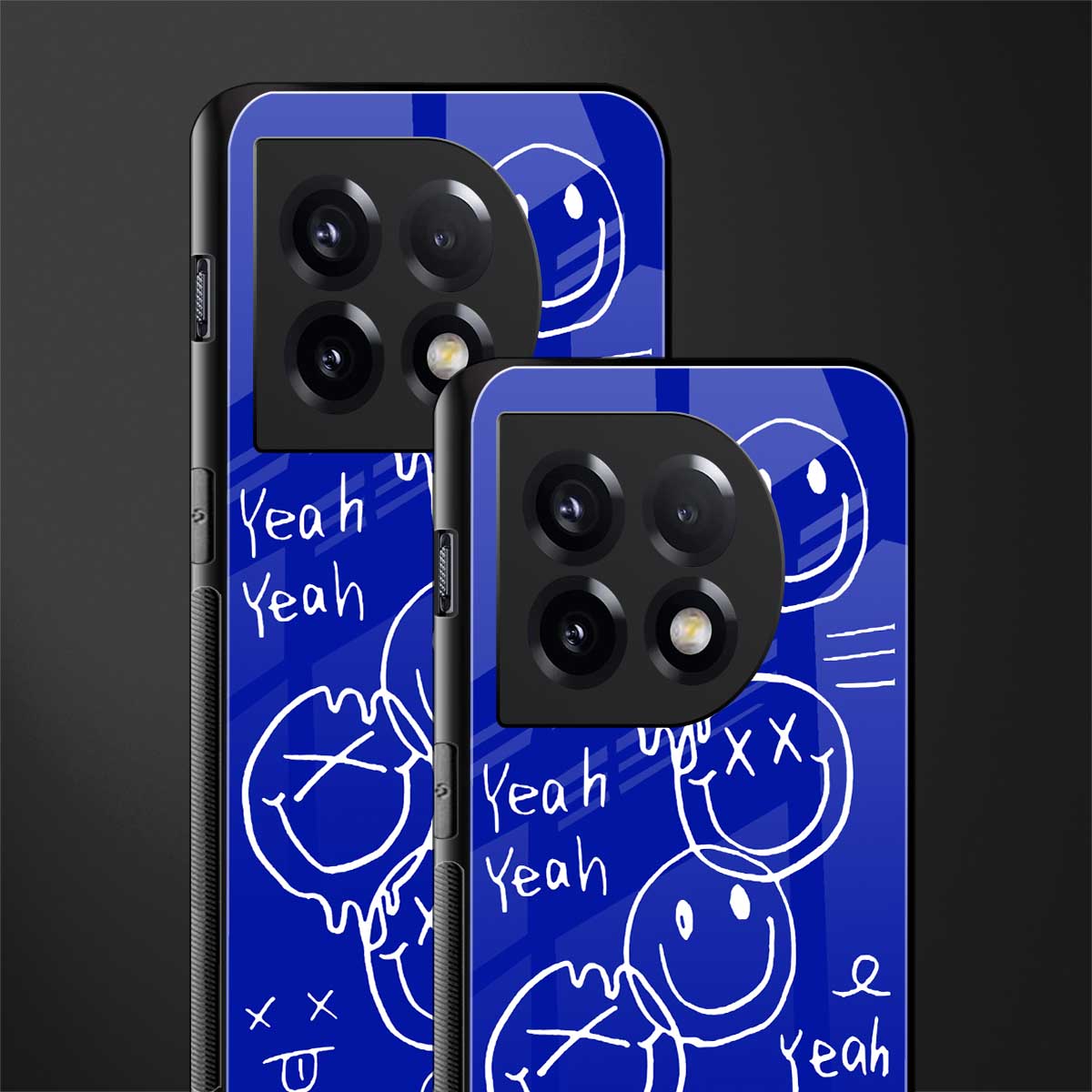 sassy smiley faces back phone cover | glass case for oneplus 11