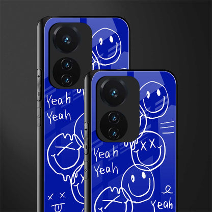 sassy smiley faces back phone cover | glass case for vivo t1 44w 4g