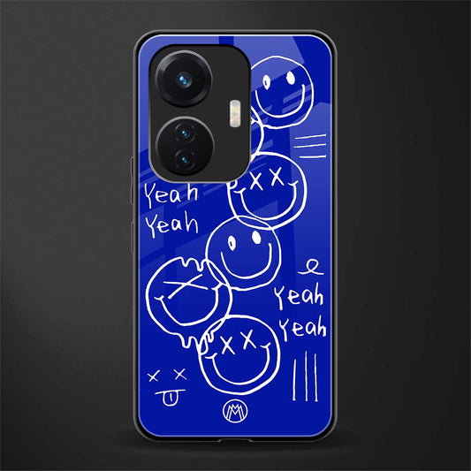 sassy smiley faces back phone cover | glass case for vivo t1 44w 4g