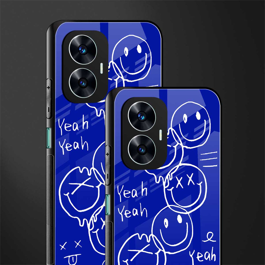 sassy smiley faces back phone cover | glass case for realme c55