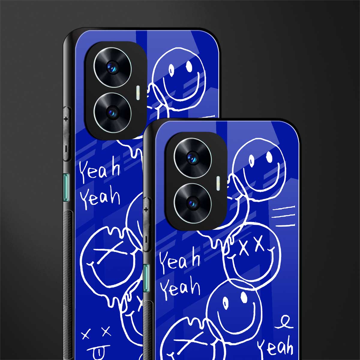 sassy smiley faces back phone cover | glass case for realme c55