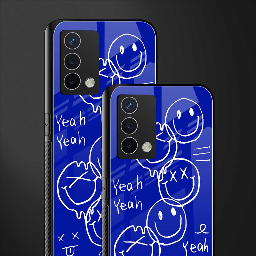 sassy smiley faces back phone cover | glass case for oppo a74 4g