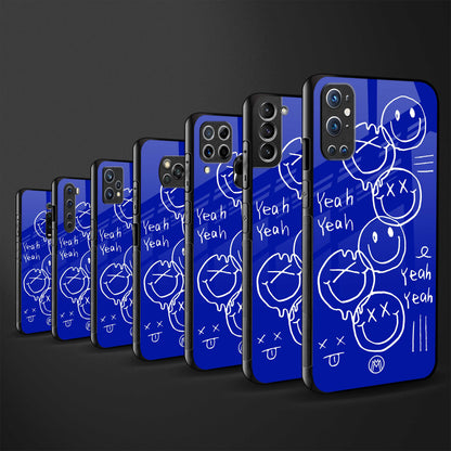 sassy smiley faces back phone cover | glass case for vivo y35 4g