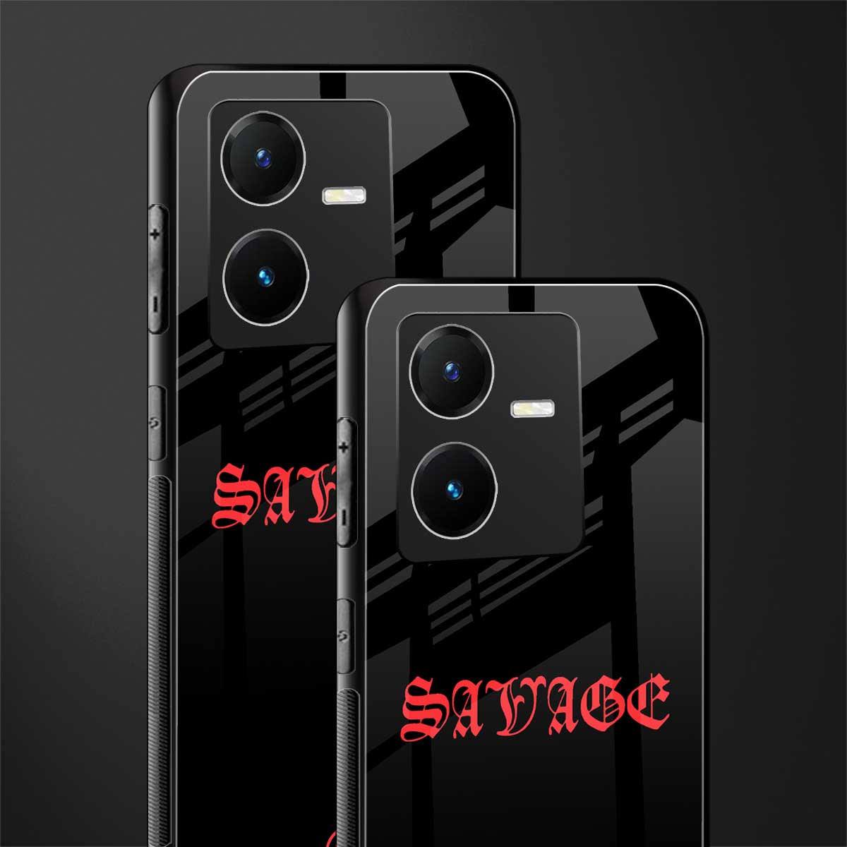 savage back phone cover | glass case for vivo y22