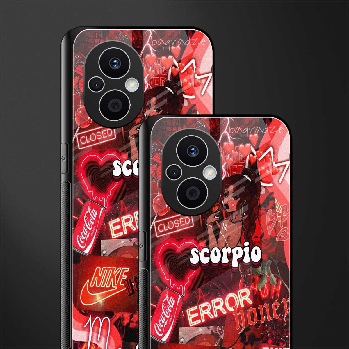scorpio aesthetic collage back phone cover | glass case for oppo f21 pro 5g