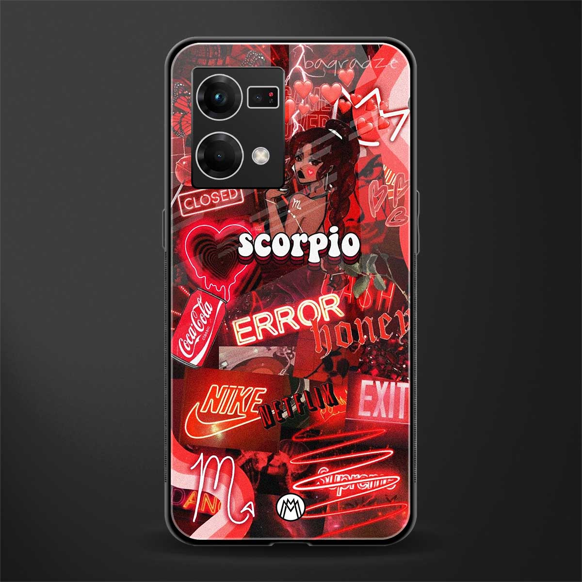 scorpio aesthetic collage back phone cover | glass case for oppo f21 pro 4g