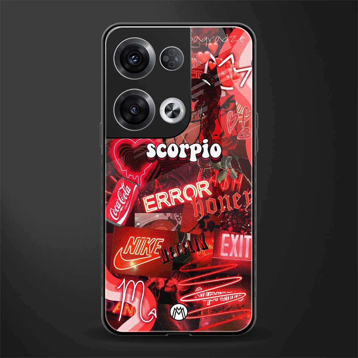 scorpio aesthetic collage back phone cover | glass case for oppo reno 8