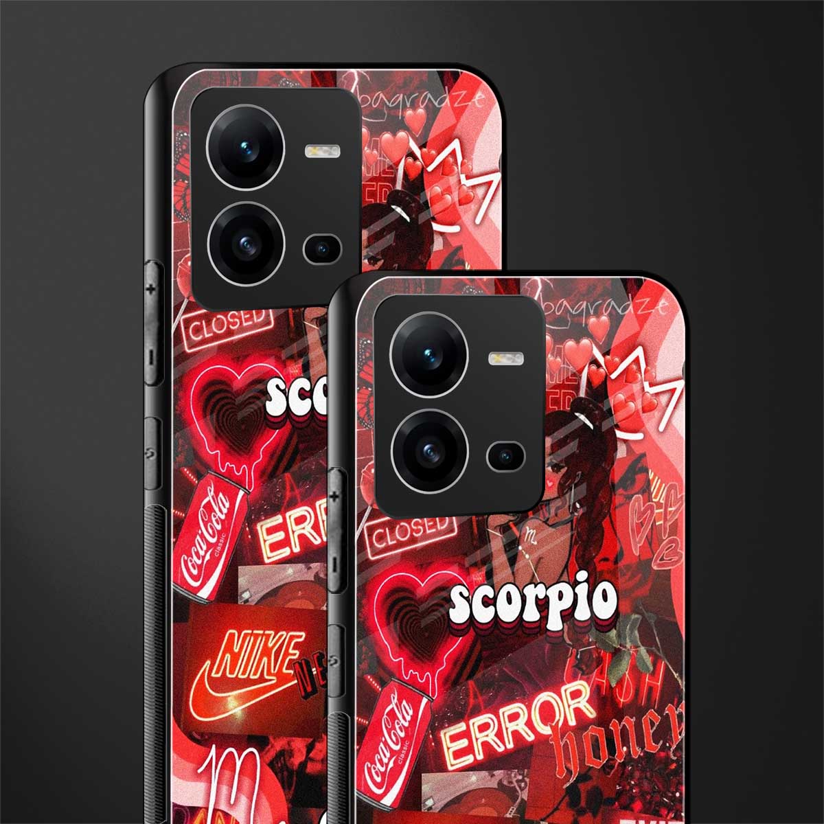 scorpio aesthetic collage back phone cover | glass case for vivo v25-5g