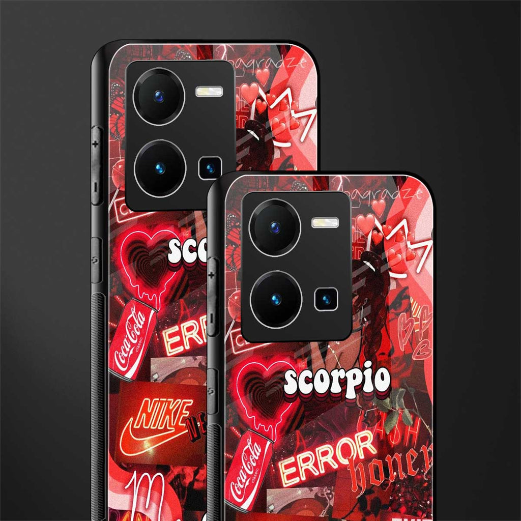 scorpio aesthetic collage back phone cover | glass case for vivo y35 4g