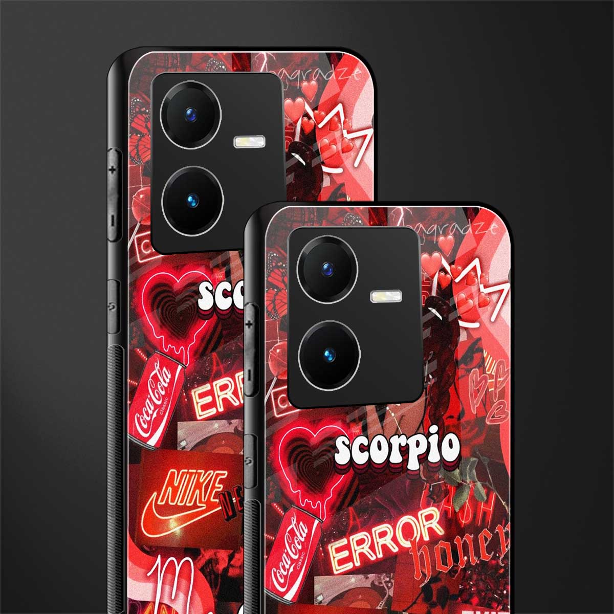scorpio aesthetic collage back phone cover | glass case for vivo y22
