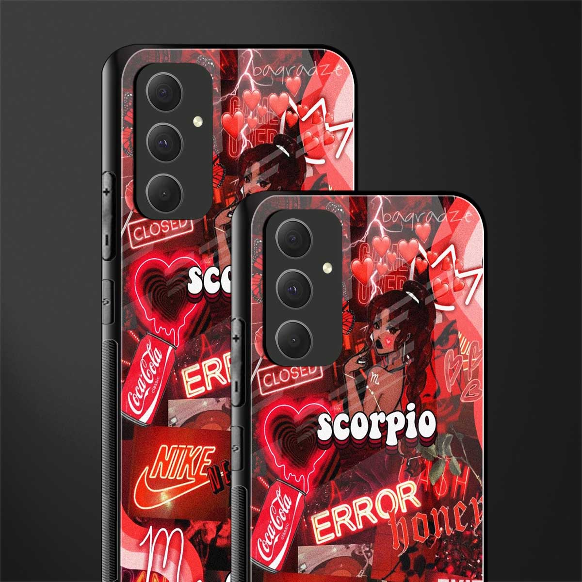 scorpio aesthetic collage back phone cover | glass case for samsung galaxy a54 5g