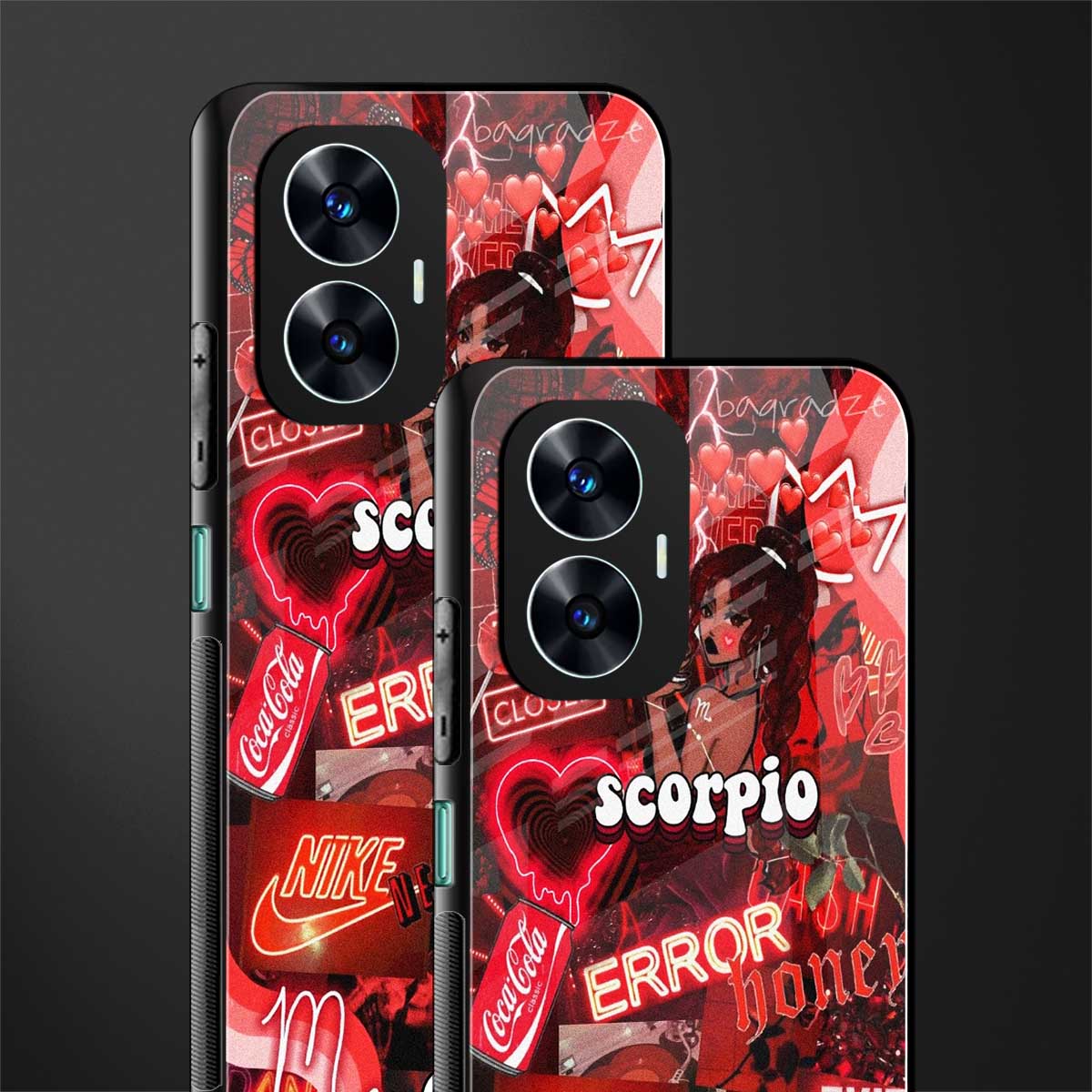 scorpio aesthetic collage back phone cover | glass case for realme c55