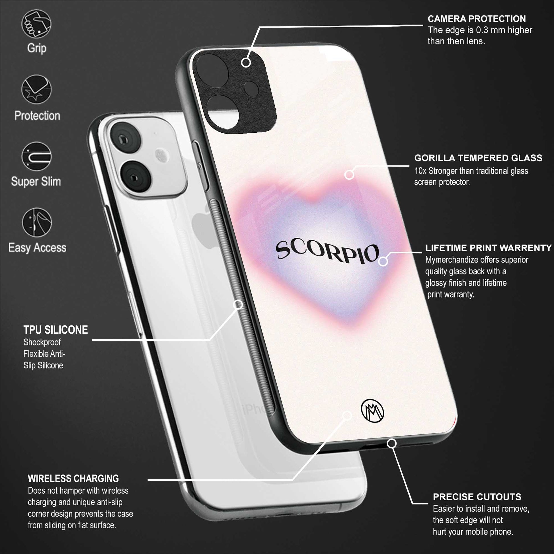 scorpio minimalistic back phone cover | glass case for vivo v25-5g