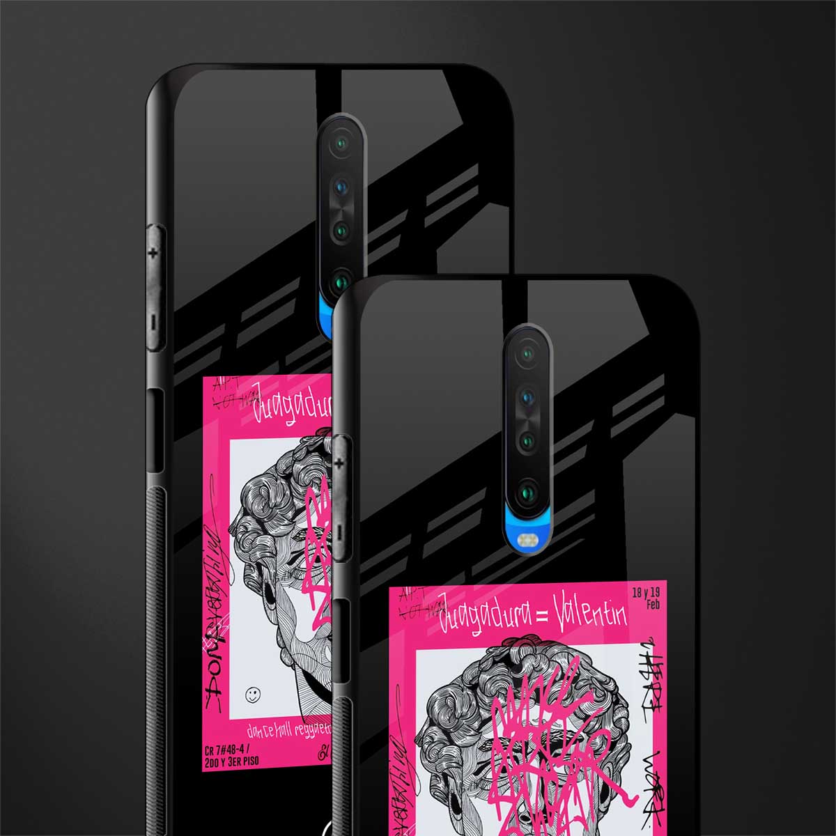 scribbled david michelangelo glass case for poco x2 image-2