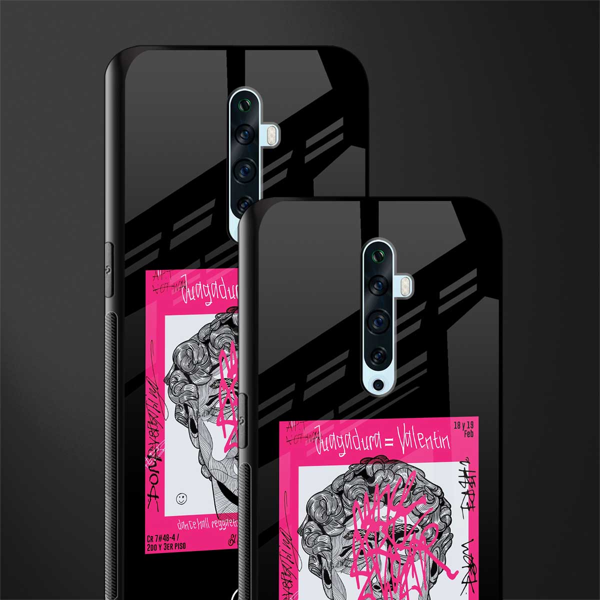 scribbled david michelangelo glass case for oppo reno 2z image-2